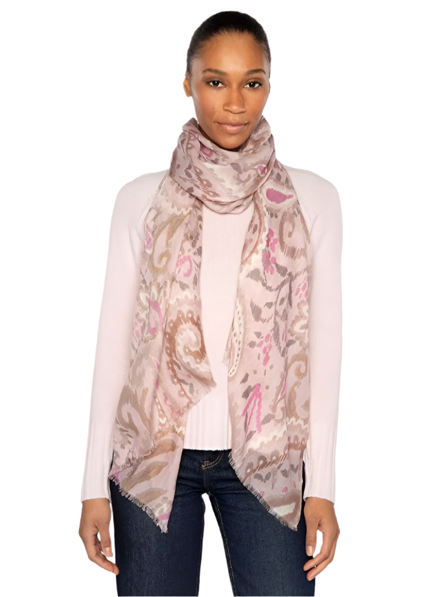 Painted Paisley Scarf in Ballet