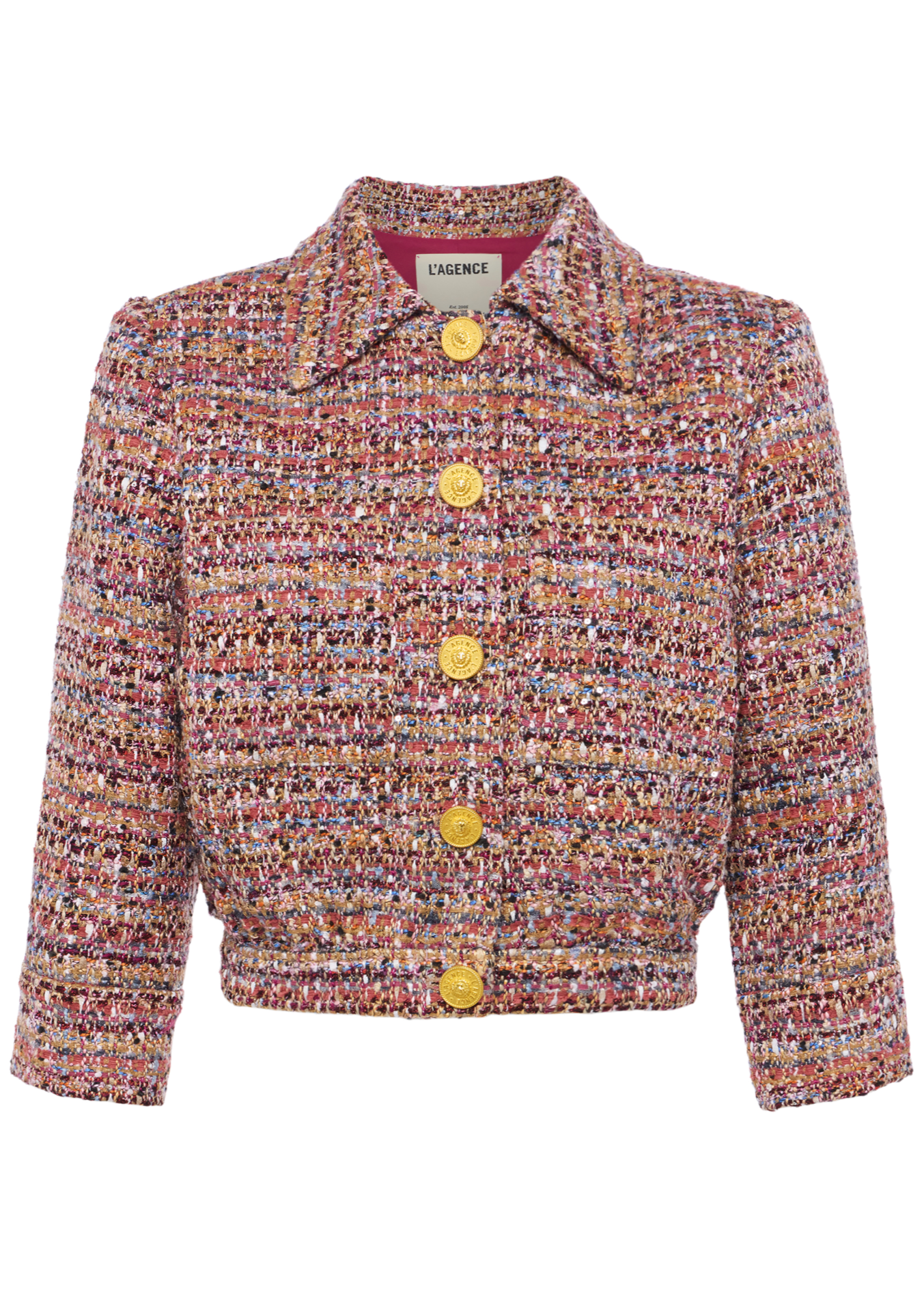JIA Crop 3/4 Sleeve Jacket in Mauve/Tan Multi Tweed