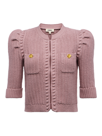 Delilah Cropped Cardigan in Light Mauve