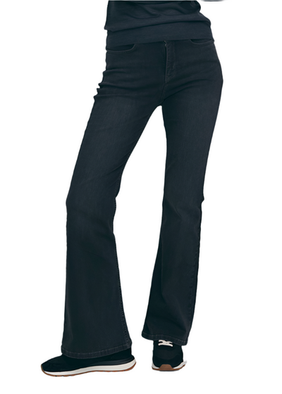 Estelle High Rise Fit and Flare Denim in Grey