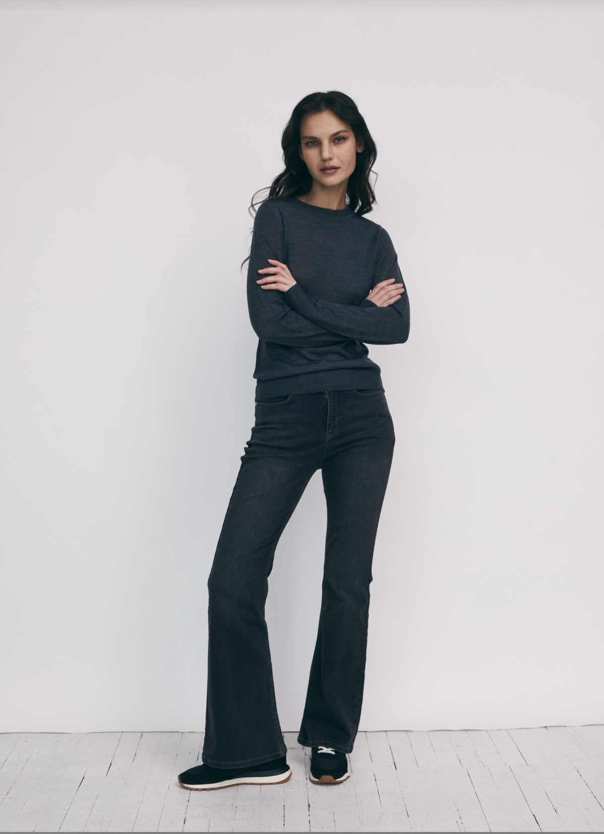 Estelle High Rise Fit and Flare Denim in Grey