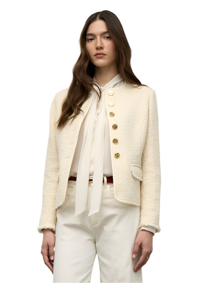 Short Jacket with Trim in Natrual