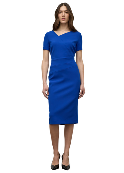 Draped Power Dress in Regal Blue