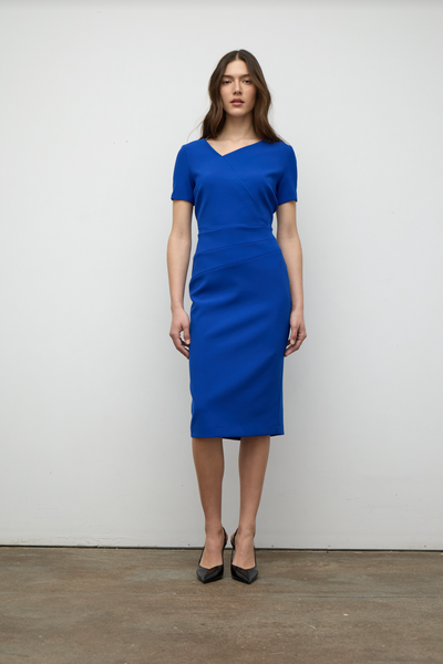 Draped Power Dress in Regal Blue