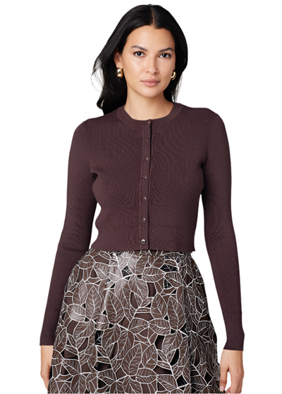 Zoe Classic Cropped Cardigan in Espresso