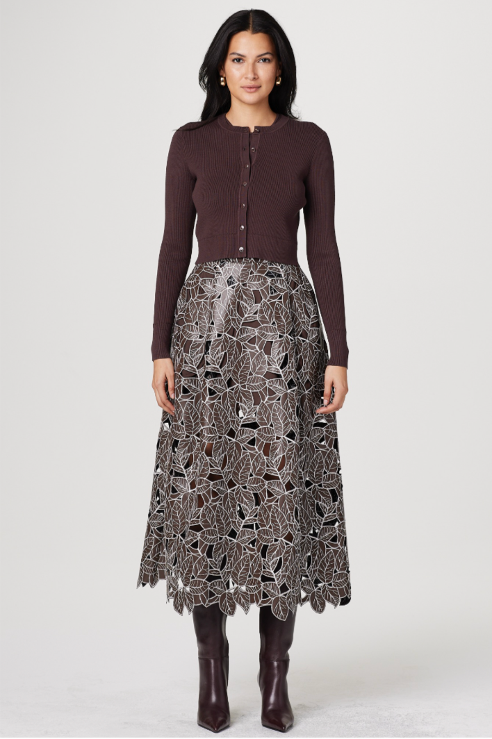 Zoe Classic Cropped Cardigan in Espresso