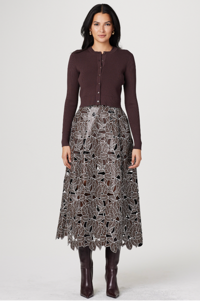 Zoe Classic Cropped Cardigan in Espresso