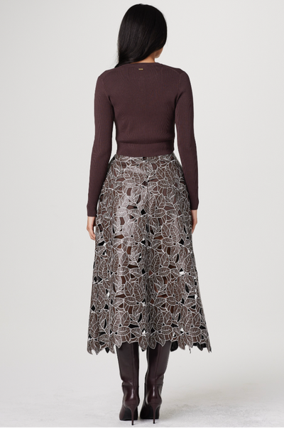 Zoe Classic Cropped Cardigan in Espresso