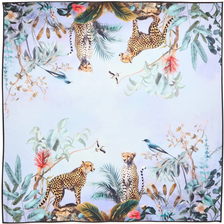 Grande Cheetah Scarf in Cerulean