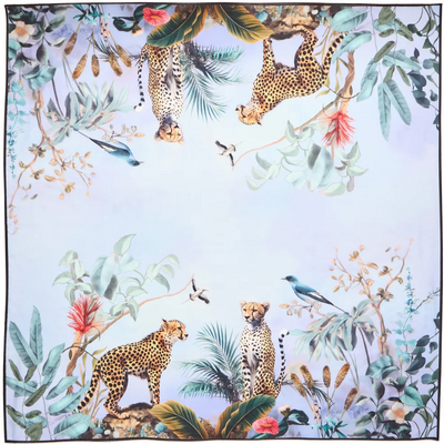 Grande Cheetah Scarf in Cerulean