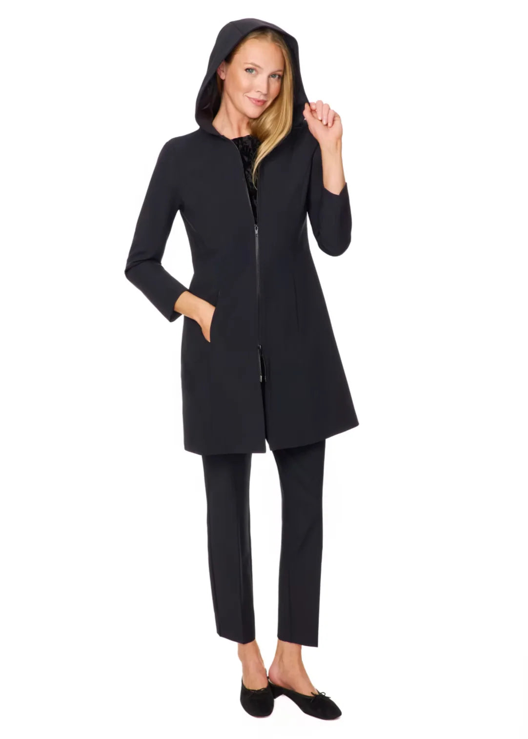 Front Zip Ankle Pant in Black