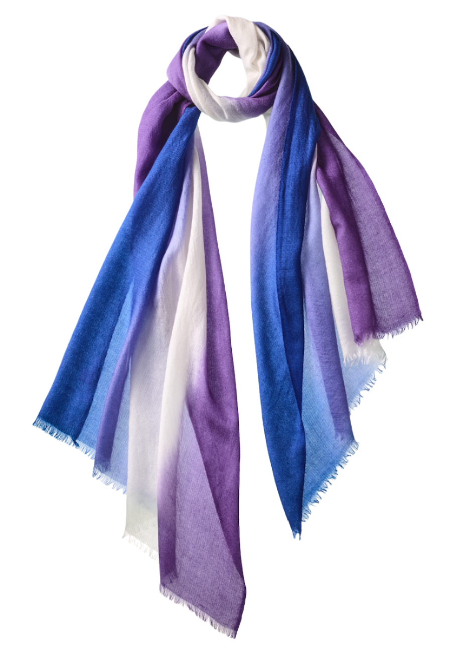Ombré Scarf in Aubergine/Light Navy