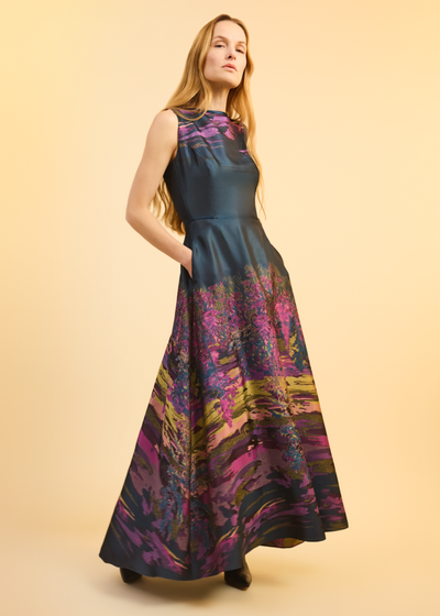 Sleeveless Fit & Flare Gown Multicolored