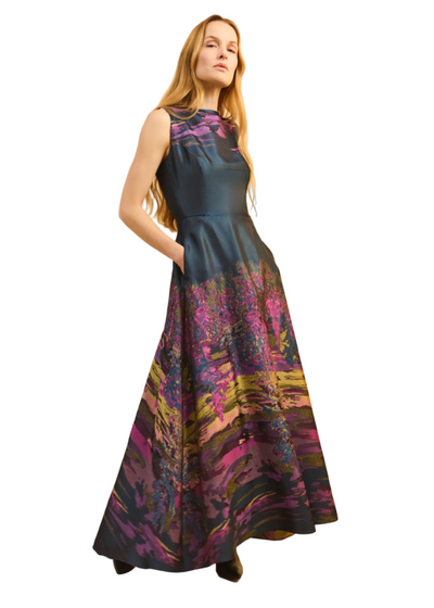 Sleeveless Fit & Flare Gown Multicolored