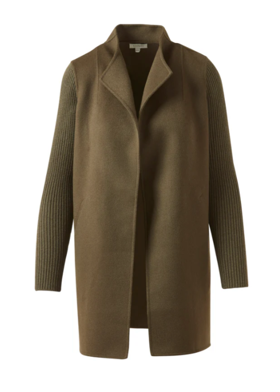 Rib Sleeve Coat in Loden