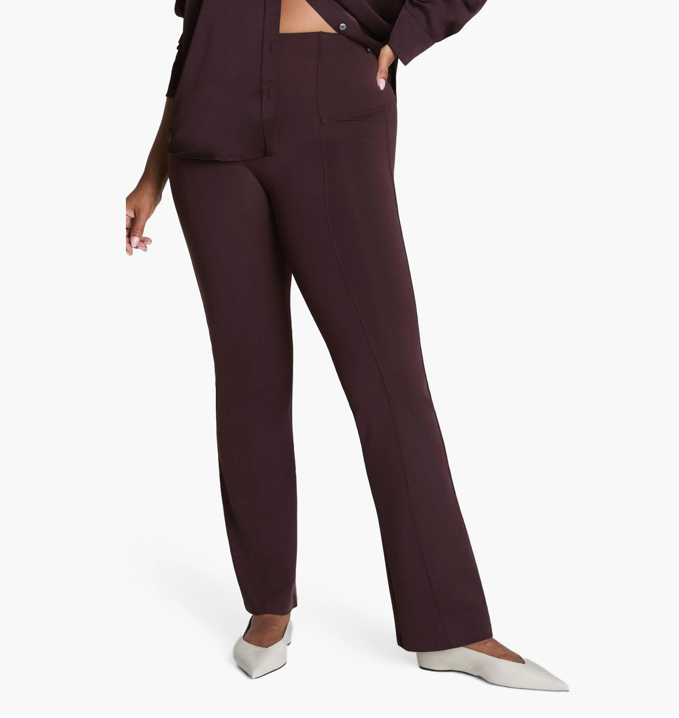 Dressy Micro Flare Legging Pants in Truffle Brown