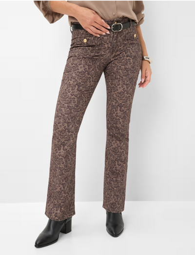 Shakira Leo Print Pant in Dark Brown