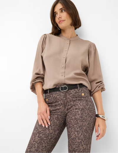 Shakira Leo Print Pant in Dark Brown