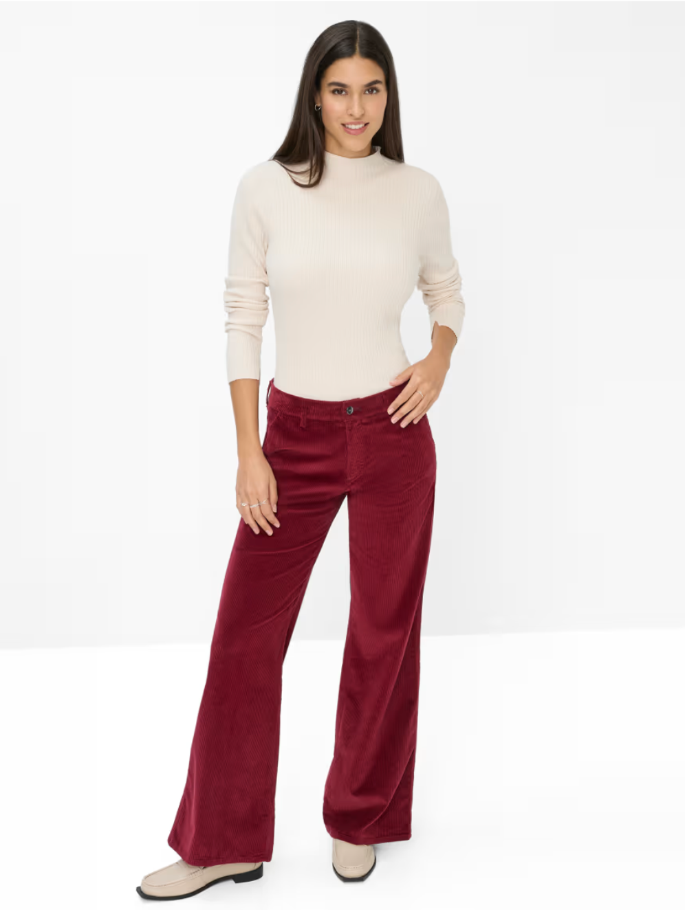 Corduroy Wide Leg Palazzo Pants in Mulberry
