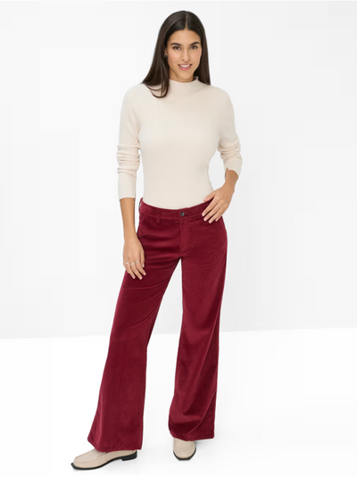 Corduroy Wide Leg Palazzo Pants in Mulberry