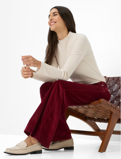Corduroy Wide Leg Palazzo Pants in Mulberry