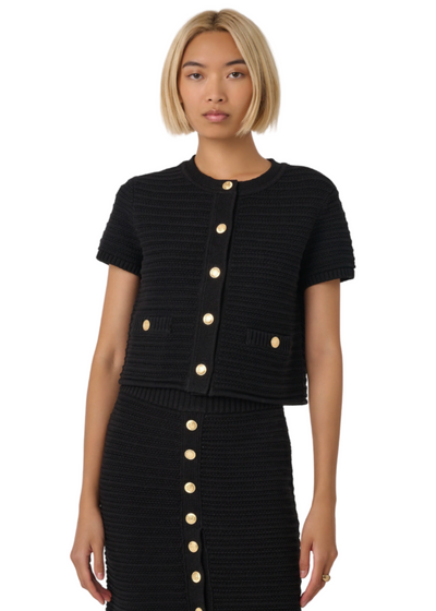 Tilly Short Sleeve Cardigan in Black