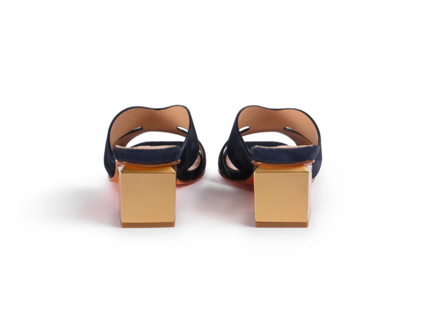 Stella Navy Suede Block Heel Mules