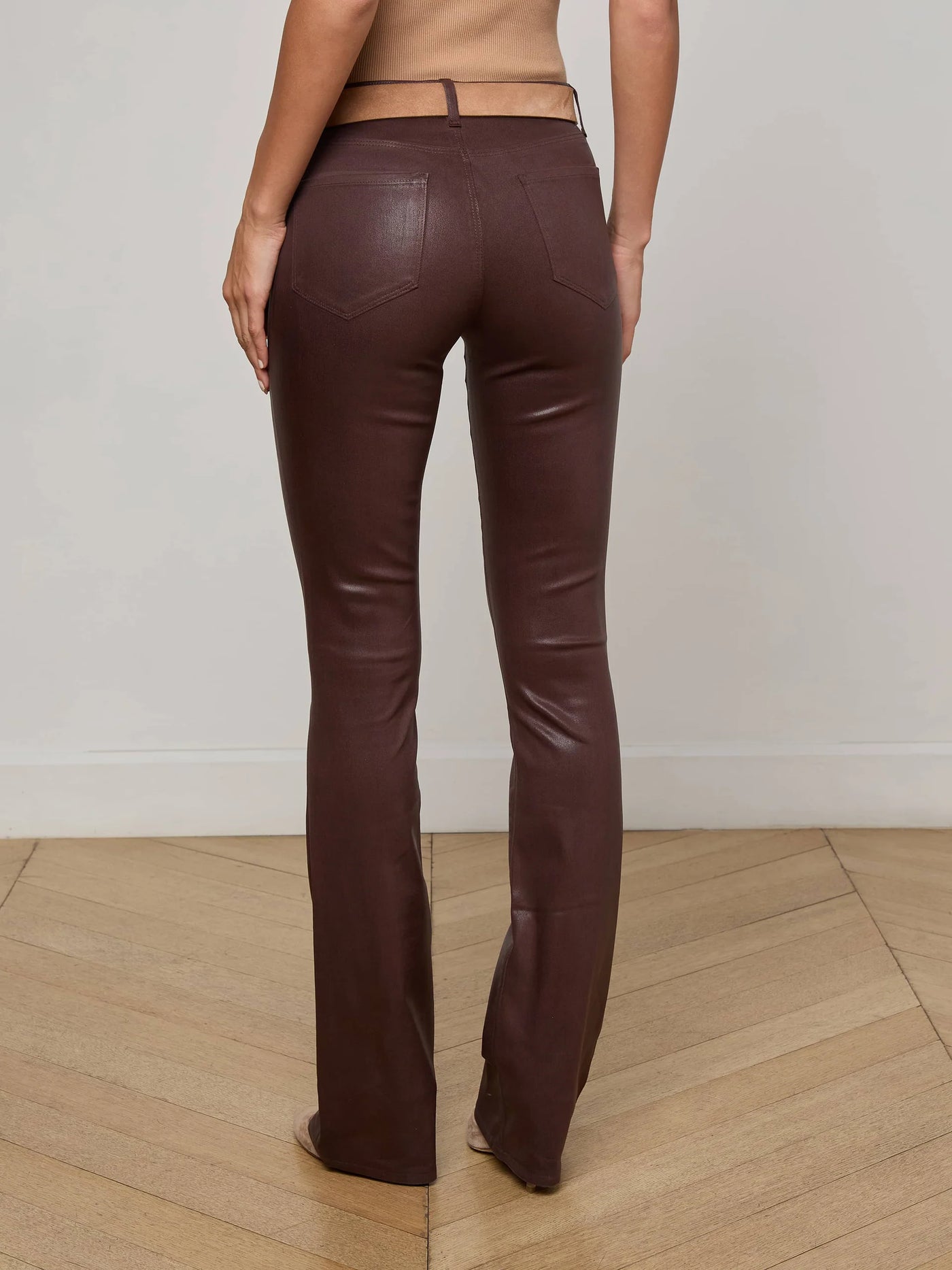 Selma Coated Bootcut Jean in Chocolate Coated