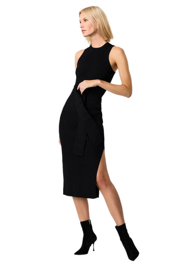 Piper Sleeveless Racer Tie-Front Midi Dress in Jet