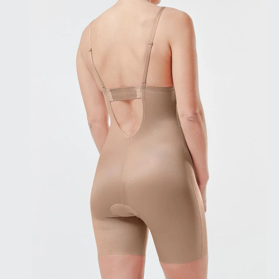 Suit Your Fancy Low Back Bodysuit in Champagne Beige