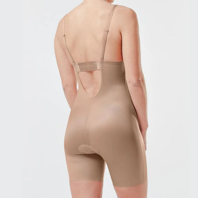 Suit Your Fancy Low Back Bodysuit in Champagne Beige