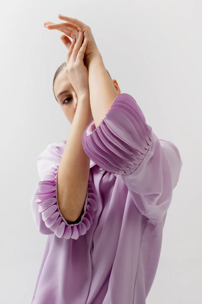 Jane Shirt With Tear Drop Cuffs - Coral