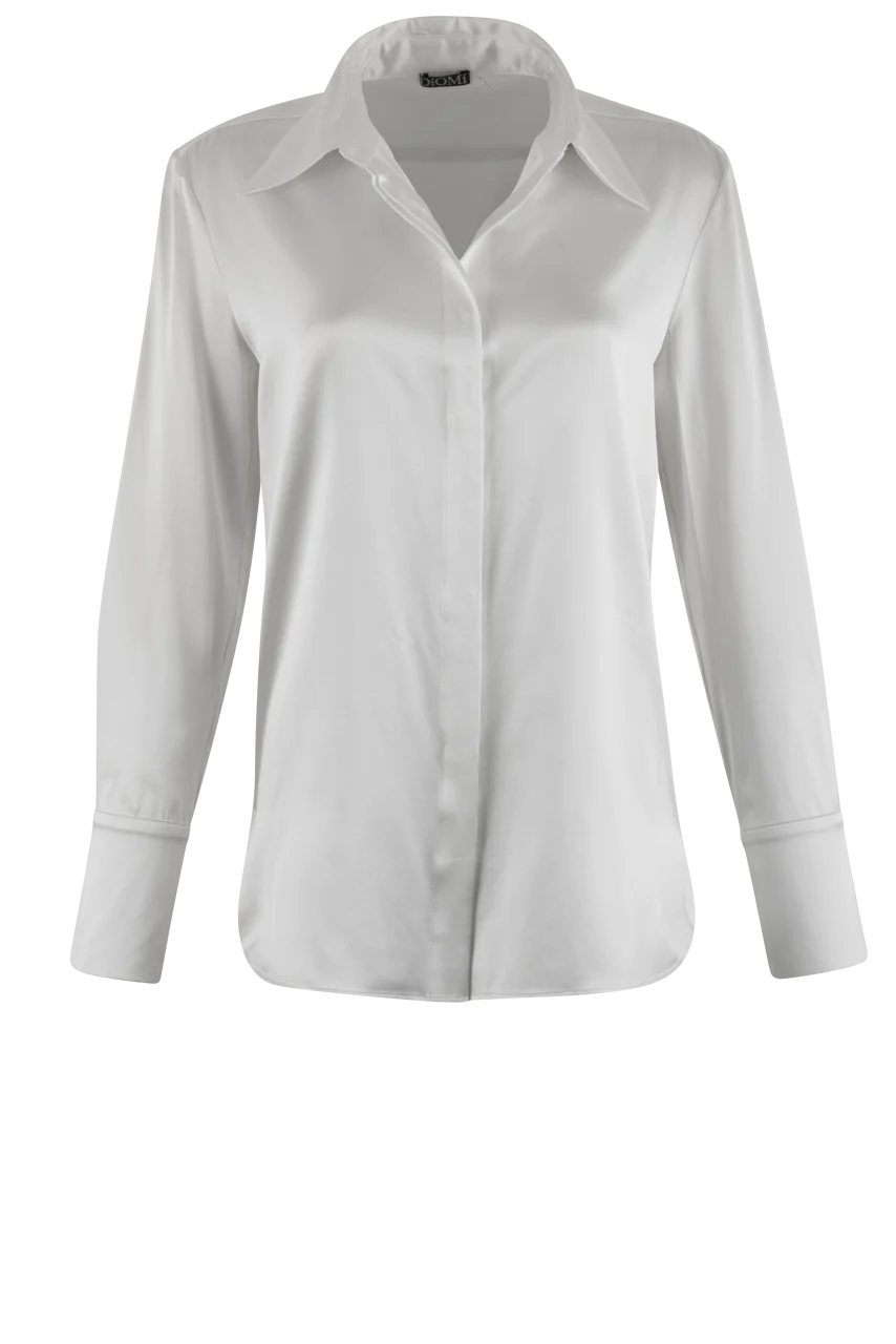 Button Down Silk Blouse White