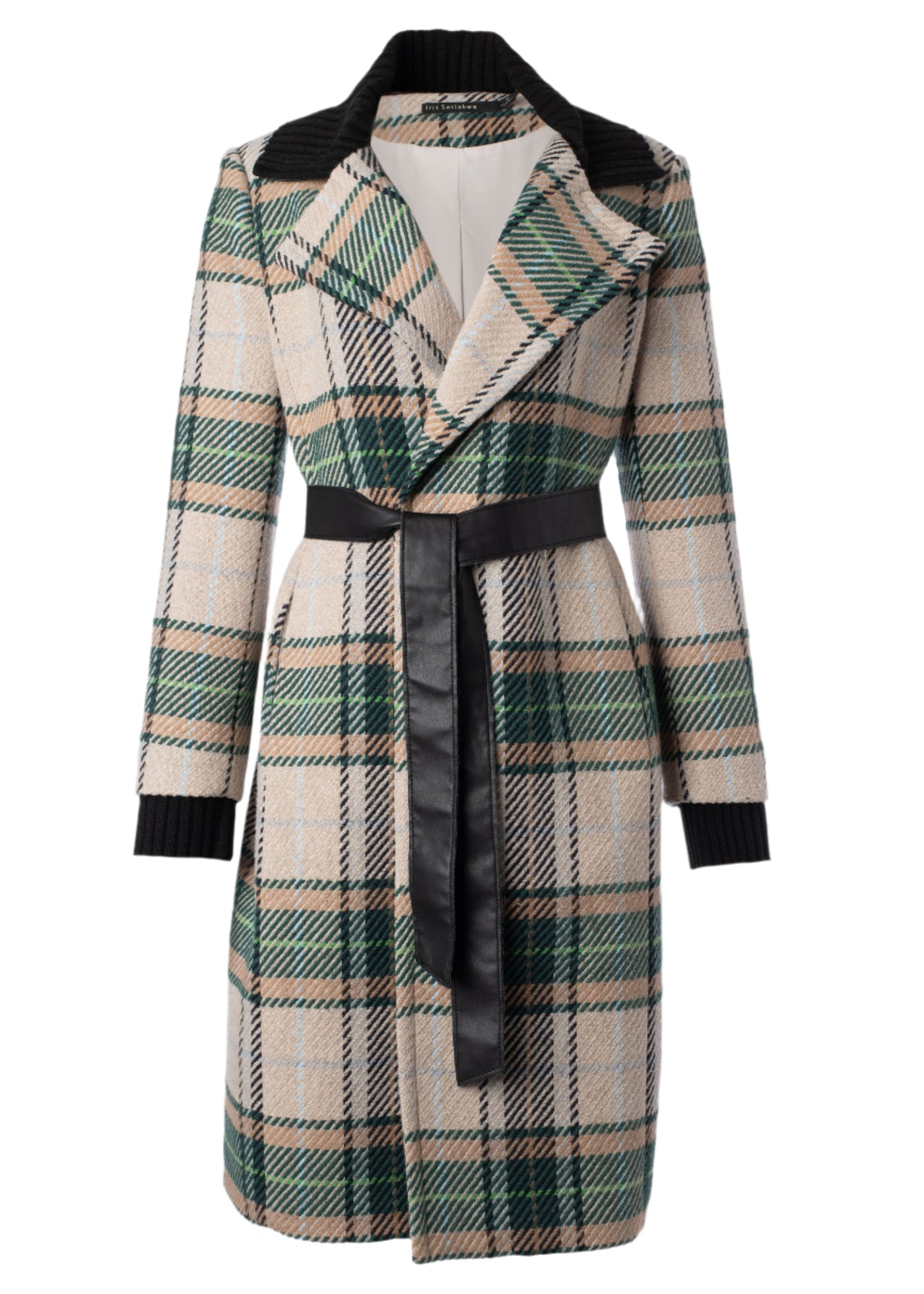 Long Plaid Coat in Green Plaid