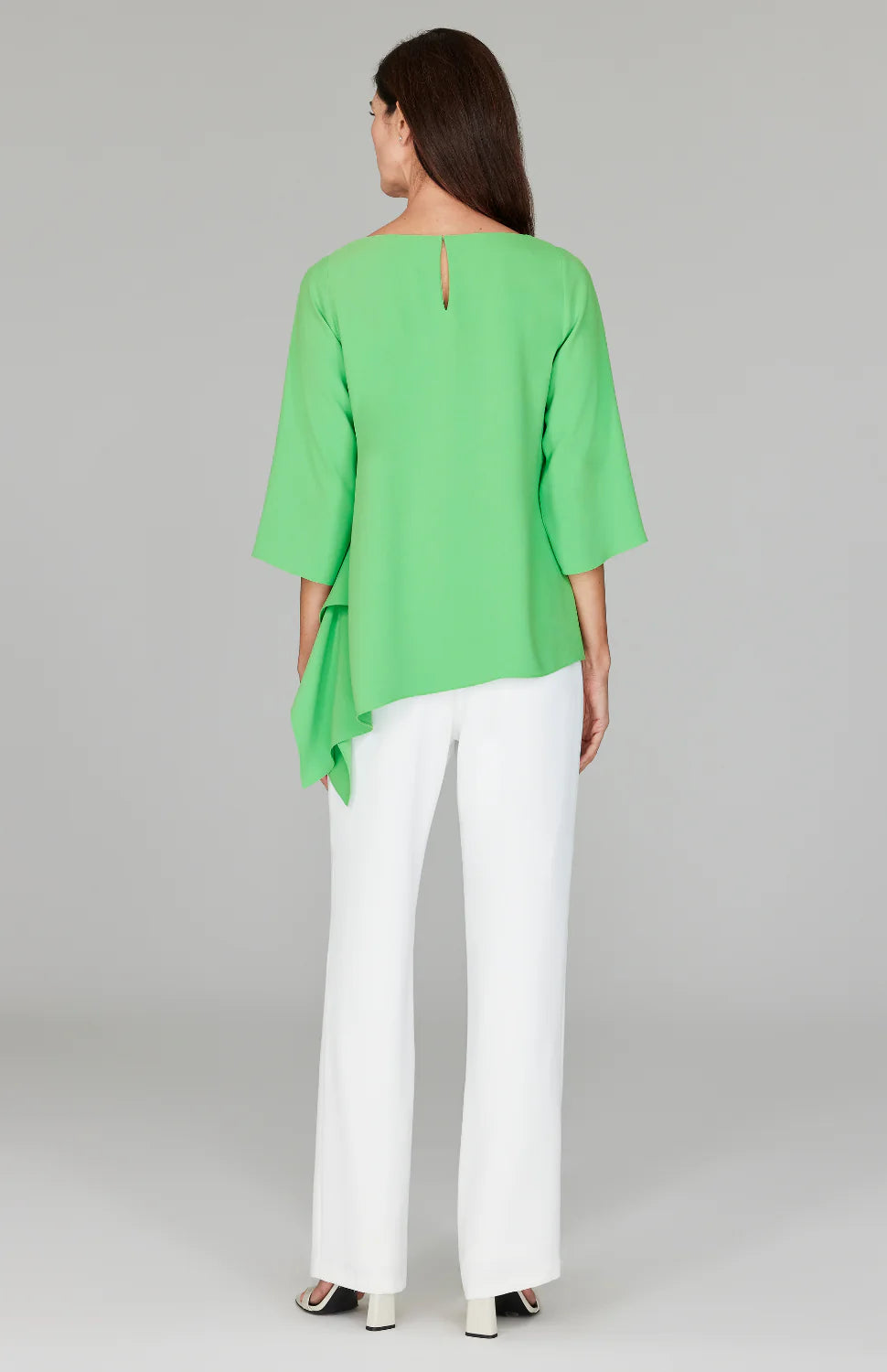 Lustrous Crepe Tunic w/ Side Drape in Kiwi