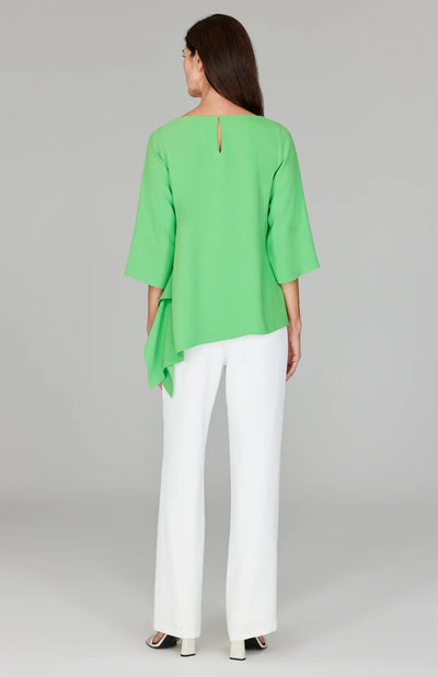 Lustrous Crepe Tunic w/ Side Drape in Kiwi