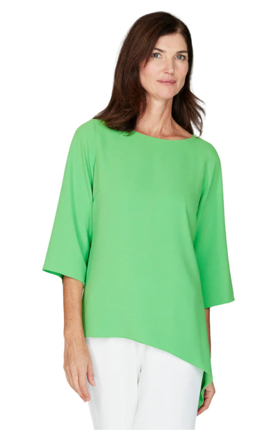 Lustrous Crepe Tunic w/ Side Drape in Kiwi