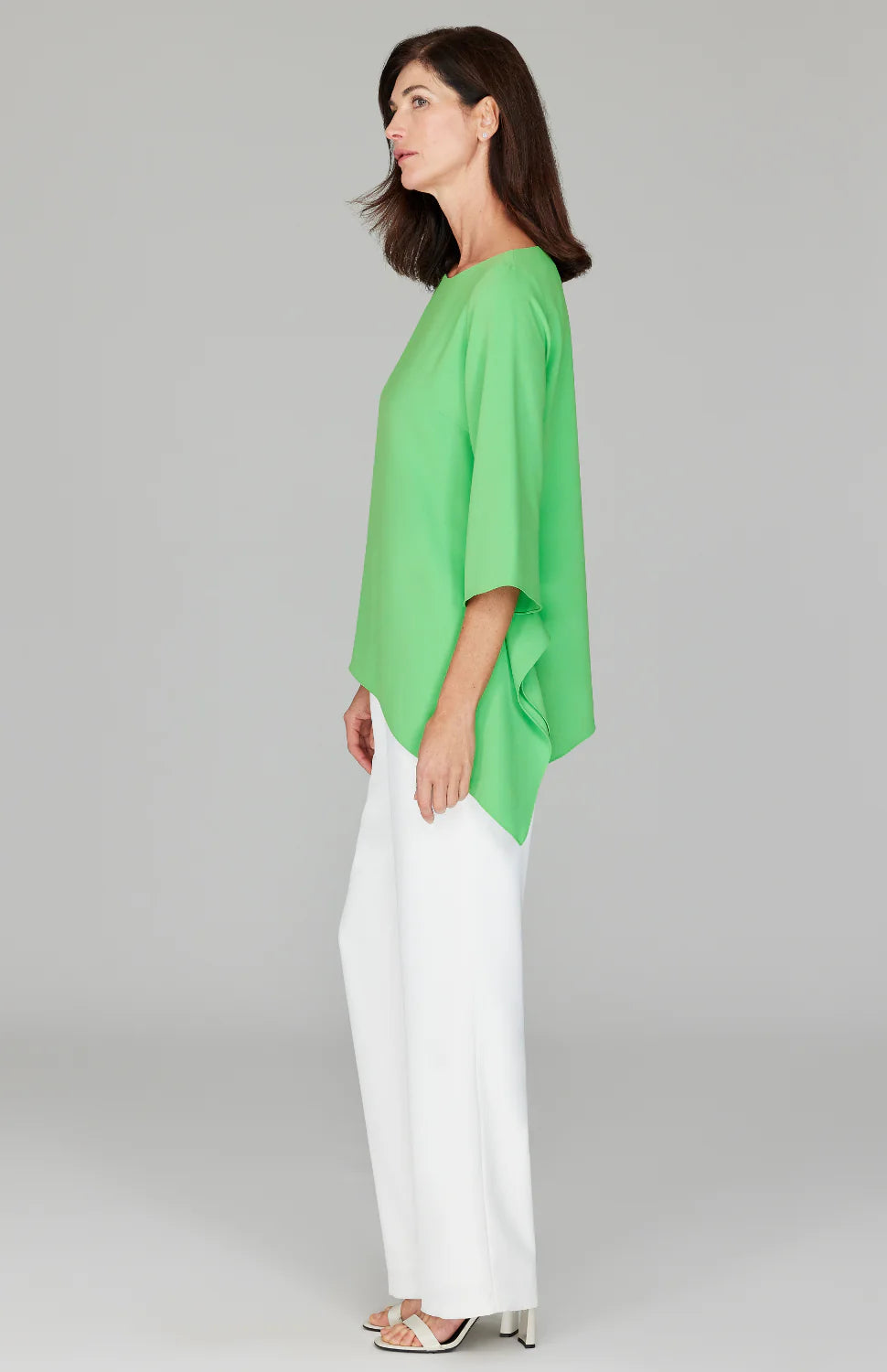 Lustrous Crepe Tunic w/ Side Drape in Kiwi