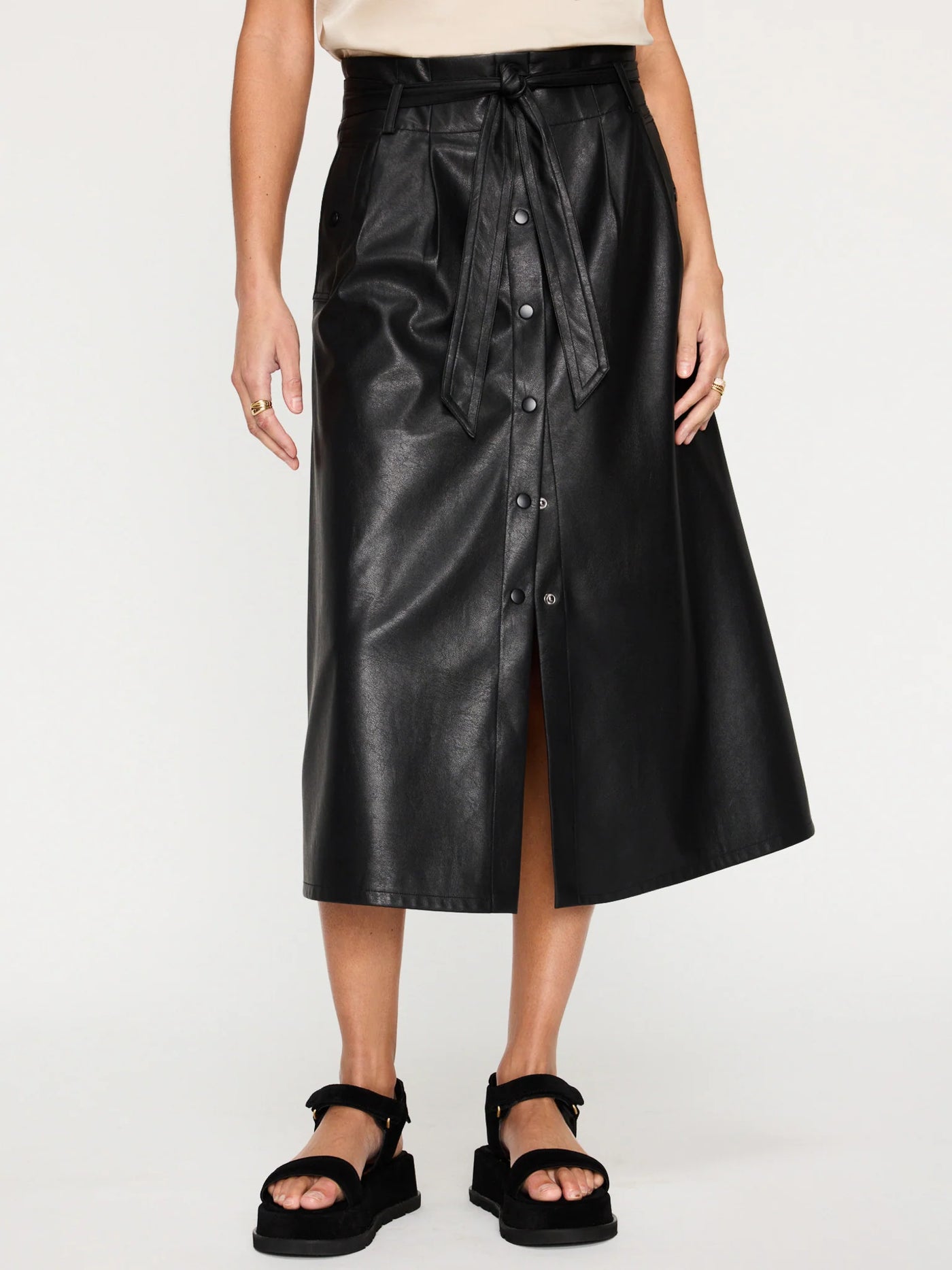 Teagan Vegan Leather Skirt - Black