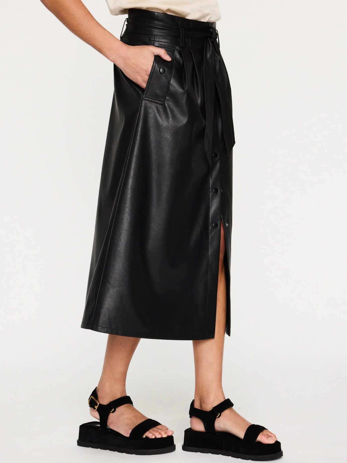 Teagan Vegan Leather Skirt - Black