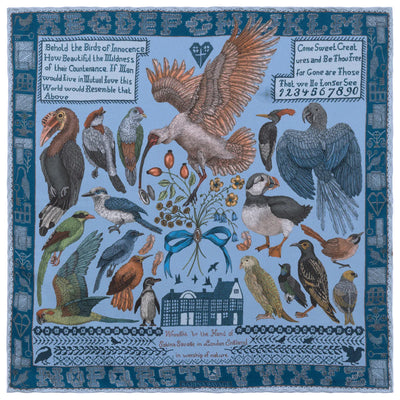 The Birds Of Innocence Silk Scarf 42 - Bluebell/Blueberry