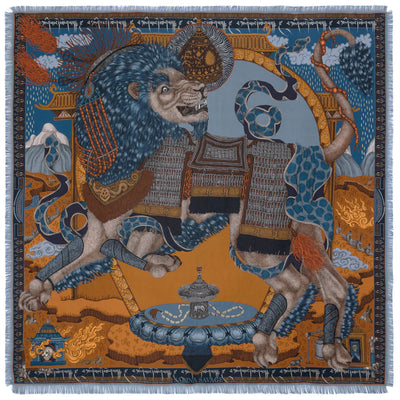 The Snow Lion Silk Shawl 135 - Ice/Fire