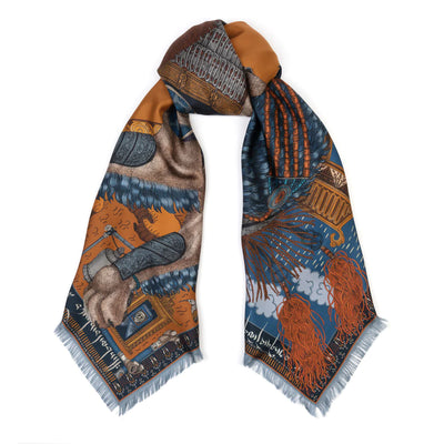 The Snow Lion Silk Shawl 135 - Ice/Fire