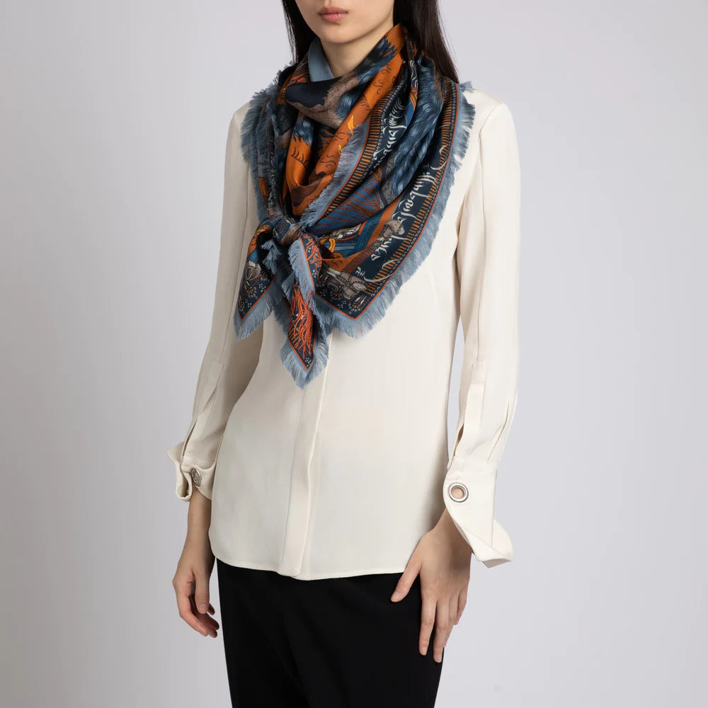 The Snow Lion Silk Shawl 135 - Ice/Fire