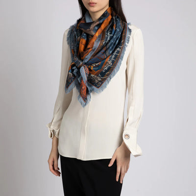 The Snow Lion Silk Shawl 135 - Ice/Fire