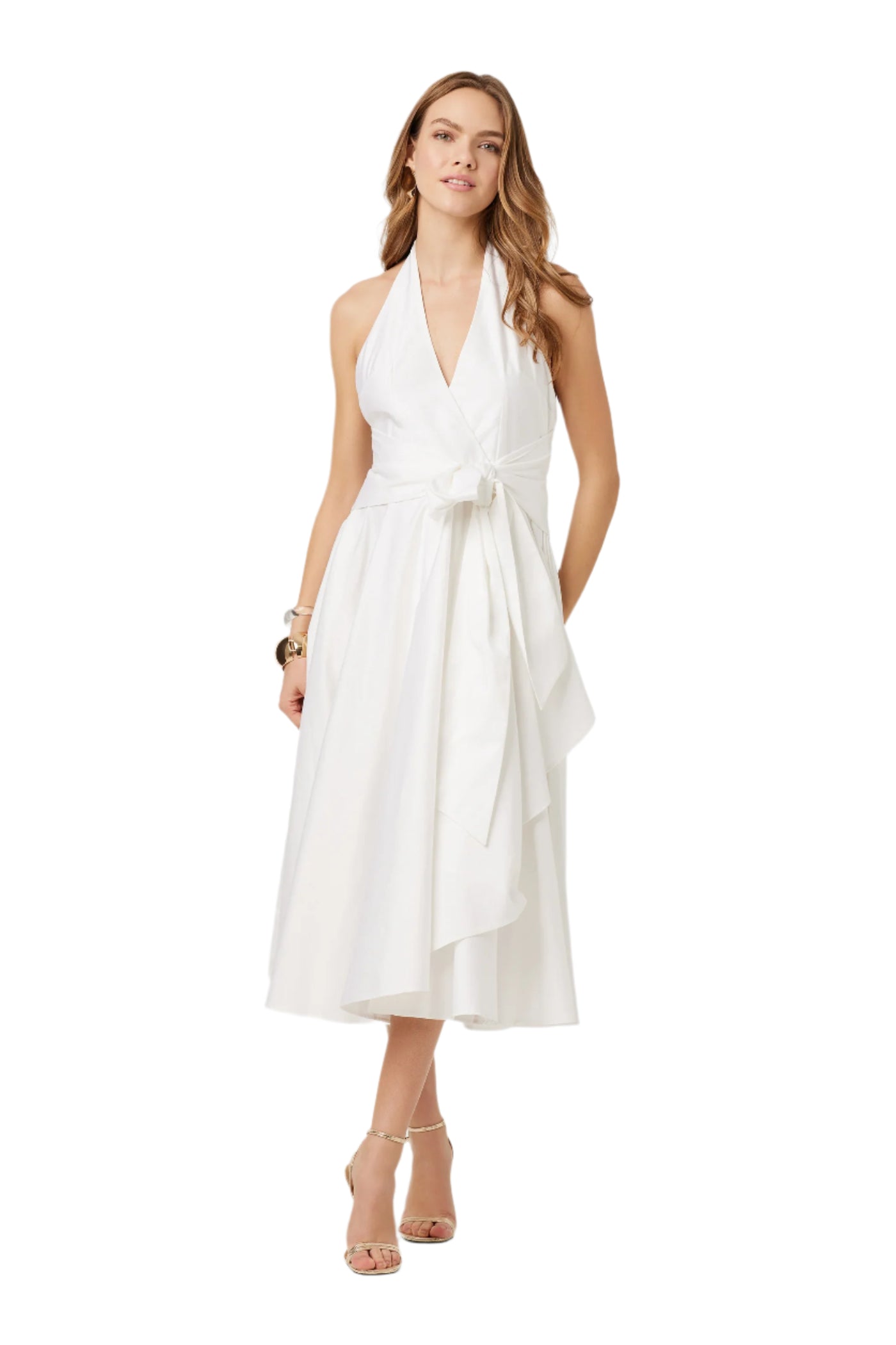 Hannah Halter Tie Front Dress in Optic