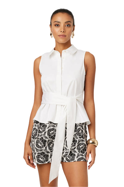 Katherine Sleeveless Tie Front Top in White