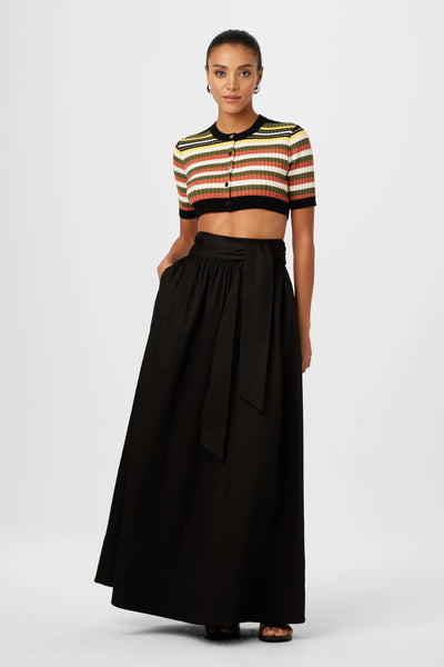 Sabine Tie Front Maxi Skirt in Black