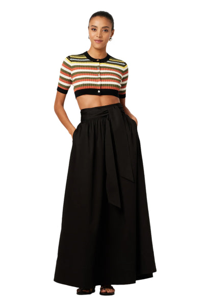 Sabine Tie Front Maxi Skirt in Black
