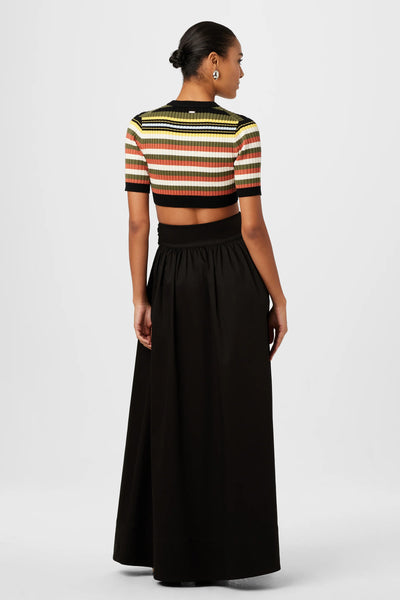 Sabine Tie Front Maxi Skirt in Black